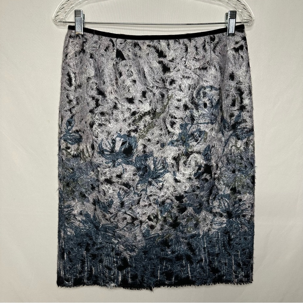 Anni Kuan Wool Midi Skirt Multi Blue Black Gray Women’s Size 4